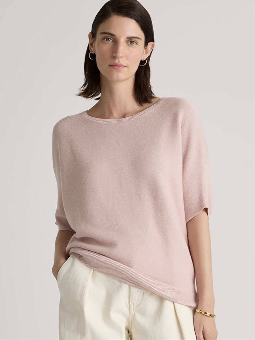 Quince Women Lighweight Dolman Sweater In Sugar Stone Size XL